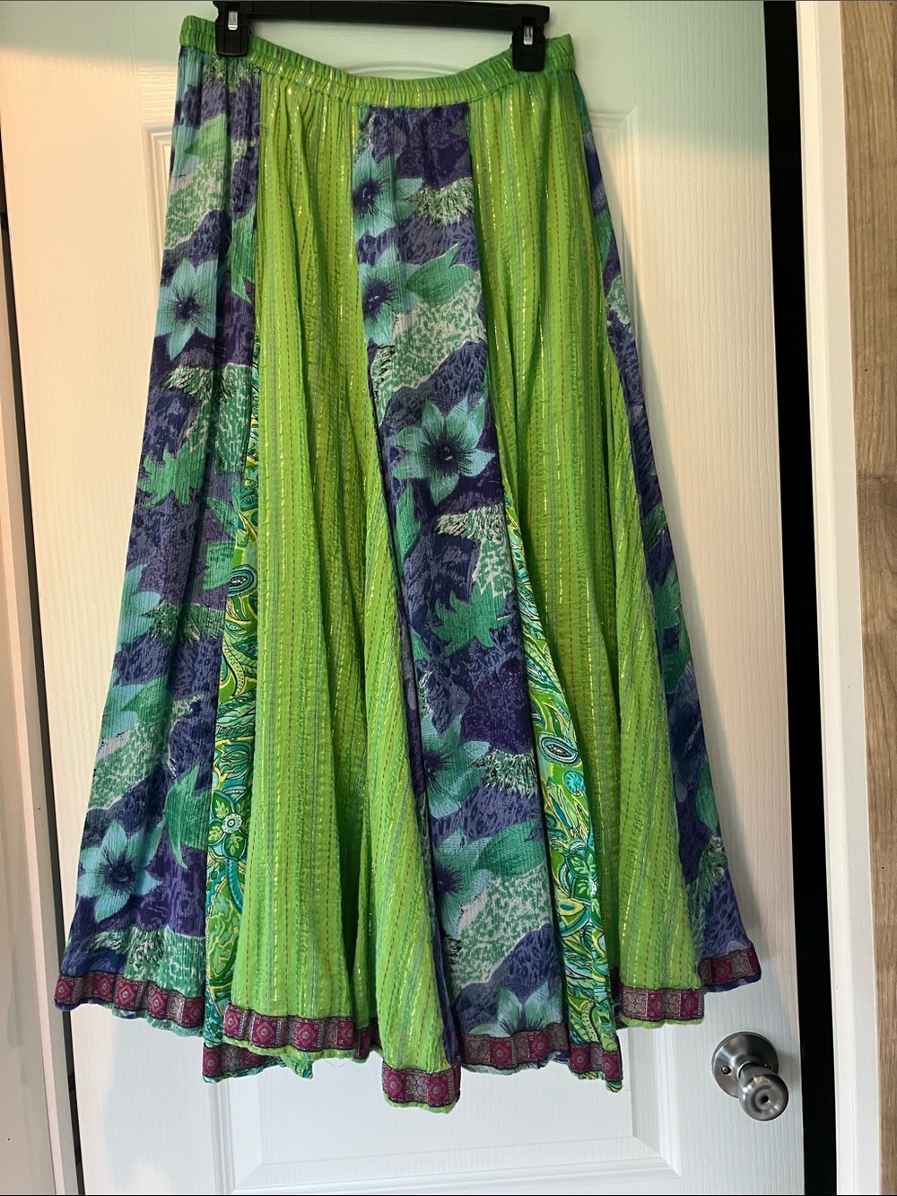 Green & Teal Floral Panel Circle Skirt